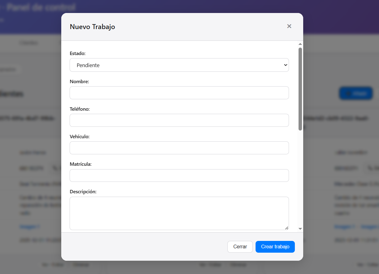 Formulario nuevo trabajo